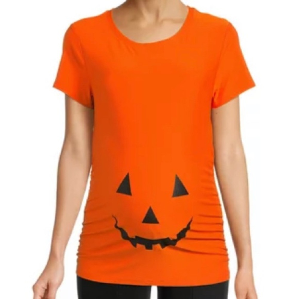Time and Tru Maternity Halloween Short Sleeve Fitted Graphic Tee 🎃👻💀